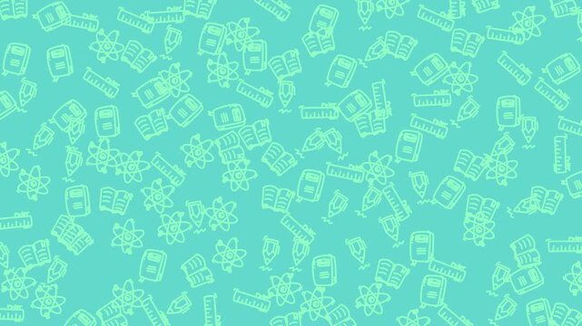 doodle school. school pattern Light green background with education related objects. Calm, simple pattern good for backgrounds, wallpaper and design