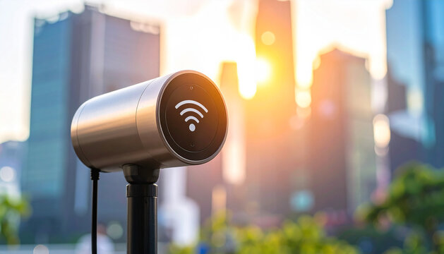 High-Quality Modern Wireless Hotspot in Urban Heat Island Concept Premium Tech Network Content for Young Professionals Marketing Campaigns
