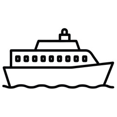 passenger ferry simple line art silhouette vector icon