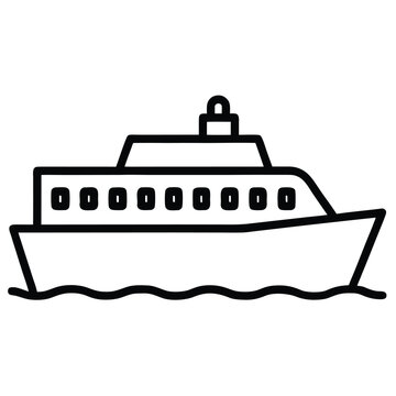 passenger ferry simple line art silhouette vector icon