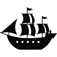 pirate ship silhouette simple line art silhouette vector icon