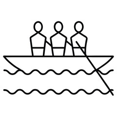rowing team simple line art silhouette vector icon © SreeRaton