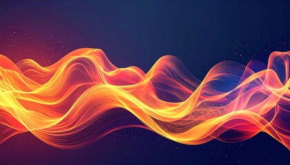 Luminous Fiery Energy Waves on Dark Background.