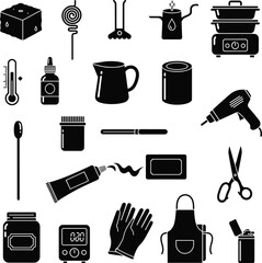 Fototapeta premium Minimalist Vector Collection of Candle Making Tools