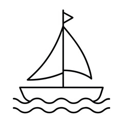 sailboat wind flag simple line art silhouette vector icon