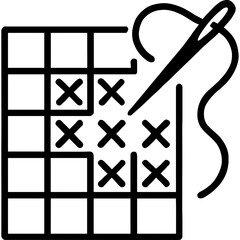 Cross stitch pattern outline icon vector