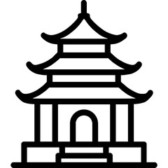 Temple building pagoda outline icon vector