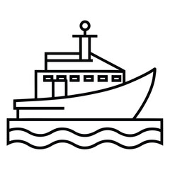 Obraz premium ship at dock simple line art silhouette vector icon