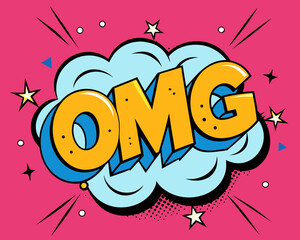 Fototapeta premium lettering omg vibrant comic style cloud explosion