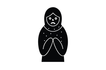 shivering person simple line art silhouette vector icon