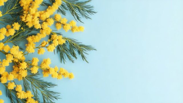 A vibrant bouquet of yellow flowers against a calming blue background, perfect for use in designs about sunshine, happiness, and optimism