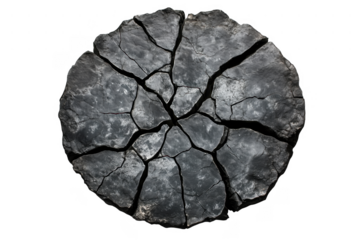 Cracked stone surface isolated on a transparent background