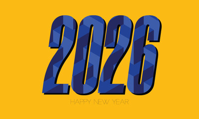 2026 Happy New Year Graphic Design on Gold Background | Modern Vector Illustration for Greeting Cards, Posters and Holiday Marketing