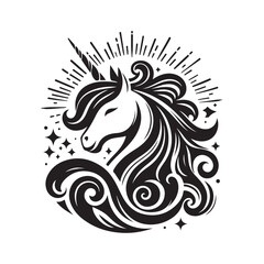 unicorn silhouette vector set