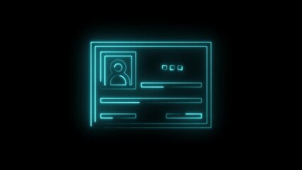Glowing neon identification card animation on black background for modern user interface - Powered by Adobe