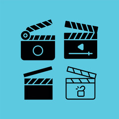 Clapperboard Silhouettes on Teal Background