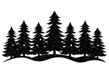 Obraz premium snow covered tree line simple line art silhouette vector icon