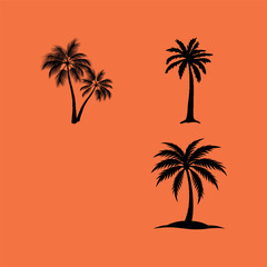 Palm Tree Silhouettes on Orange Background