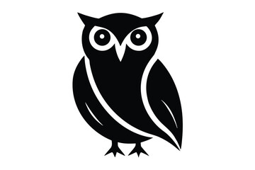 snow owl simple line art silhouette vector icon