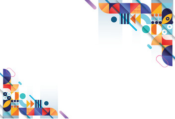 Abstract geometric composition with vibrant color gradients and bold lines