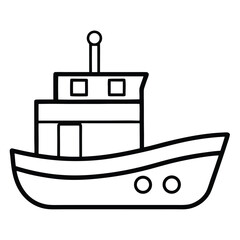 tugboat minimal simple line art silhouette vector icon