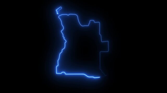 map of Angola With a cyan glowing neon effect.