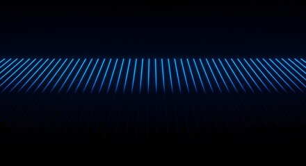 Perspective lines recede into the darkness, illuminated in radiant cyan, creating a futuristic atmosphere.