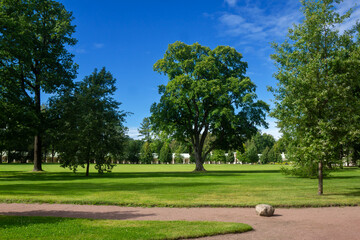 Fototapeta premium Lomonosov Palace and Park Complex of the 18th century on the shore of the Gulf of Finland.