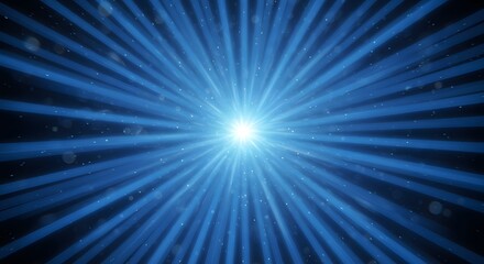 Radiant energy beams, celestial glow, light burst effect, converging blue rays. Abstract background.