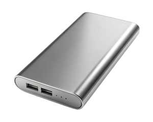  sleek metal power bank isolated on white background PNG , AI GENERATED