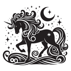 unicorn silhouette vector set