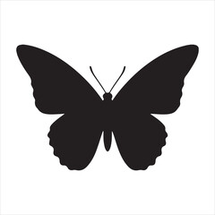 Butterfly side view vector silhouette on white background