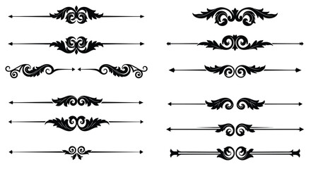 Obraz premium Collection of ornate black decorative dividers and flourishes for design work