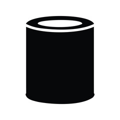 A simple and elegant black cylindrical tin can isolated on white background