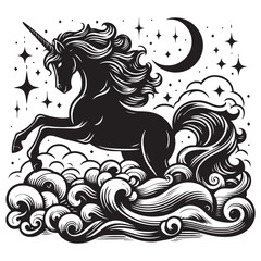 unicorn silhouette vector set