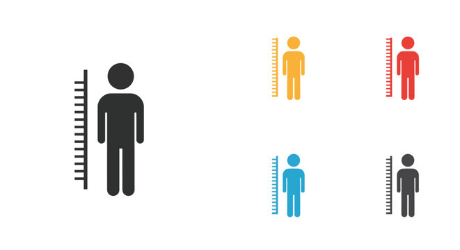 Illustrative height chart displaying figures of varying sizes and colors