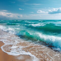 As the sun glistens on the tranquil sea, waves gently embrace the sandy shore, whispering tales of relaxation and adventure. This idyllic coastal paradise invites wanderers to bask in its serene beaut