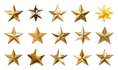 Obraz premium PNG Golden stars variety collection, element set on transparent background