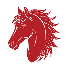 Red horse head silhouette. Horse abstract icon logo. Illustration.