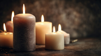 All Saints Day Background, Sober, Candles, Soft Tones, Background for All Saint’s Day or All Souls’ Day. Background with copy space.