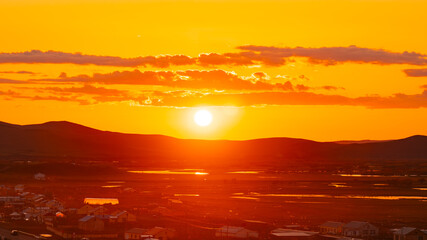 sunset over the river