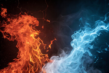 Fire and ice abstract background concept opposites and contrasts energy and power