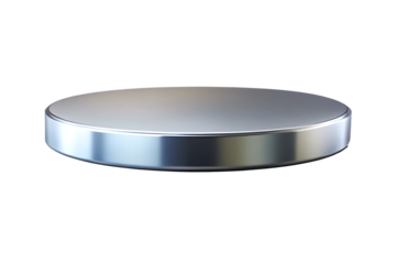 silver metal shiny round podium with shadows for isolated on white background PNG , AI GENERATED 