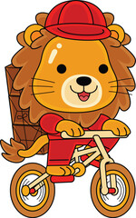 cute lion courier character