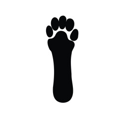 Distinct Black Silhouette of a Cat Paw Print on White Background