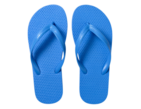 Casual Blue Flip Flops, Side View, Isolated on Transparent Background