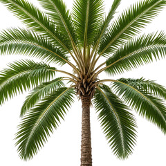 Fototapeta premium Lush palm tree with green leaves, brown trunk, and a full, open canopy