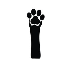 Black and white illustration of a cat paw isolated on a white background