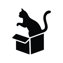 Black Cat in a Cardboard Box, a Silhouette of Feline Fun