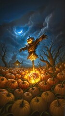 Fototapeta premium halloween witch flying over the moon